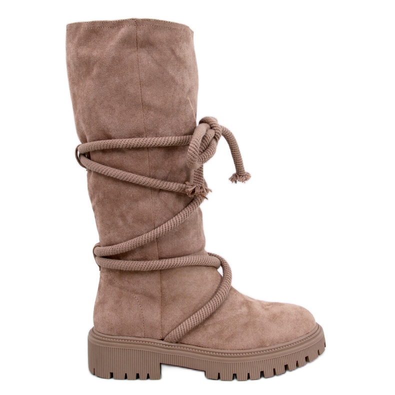Stivali in camoscio con cordoncino Spicer Khaki beige