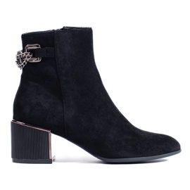 Stivaletti da donna in camoscio nero con elegante tacco Shelovet