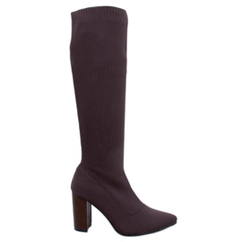Stivali Elisha Brown elasticizzati con tacco alto marrone