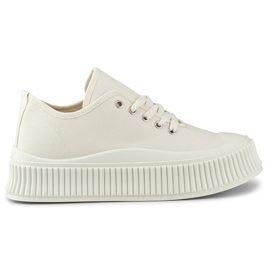 Sneakers da donna beige chiaro con suola spessa