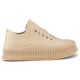 Sneakers da donna beige con suola spessa