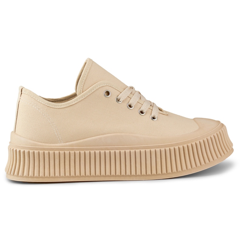 Sneakers da donna beige con suola spessa