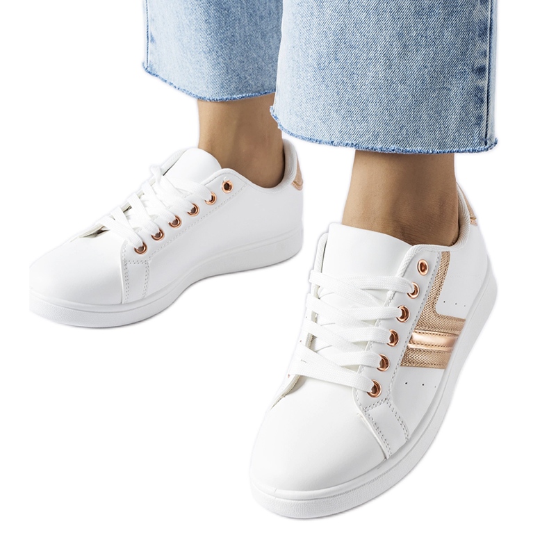 Sneaker bianche con dettaglio Rizzo color oro rosa bianco