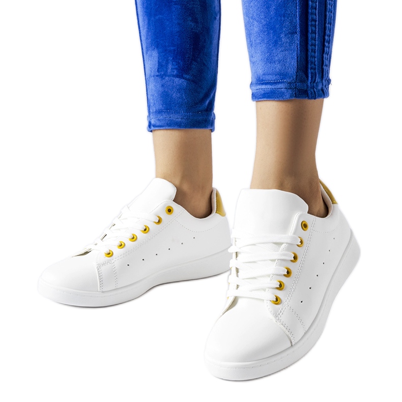 Sneaker Bushnell bianche con accenti gialli bianca