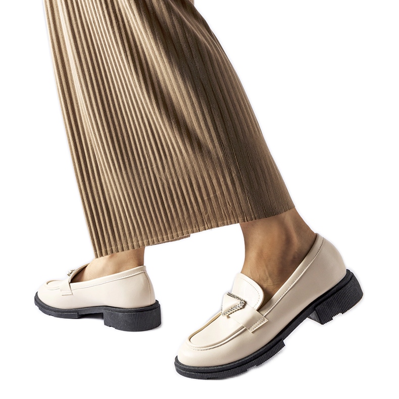 Mocassini beige decorati con strass Marsilus