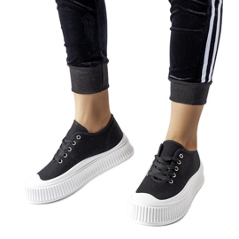Scarpe da ginnastica nere su una spessa piattaforma Rina bianca nero