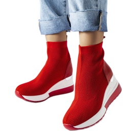 Sneakers rosse con zeppa realizzate in tessuto Casgio rosso