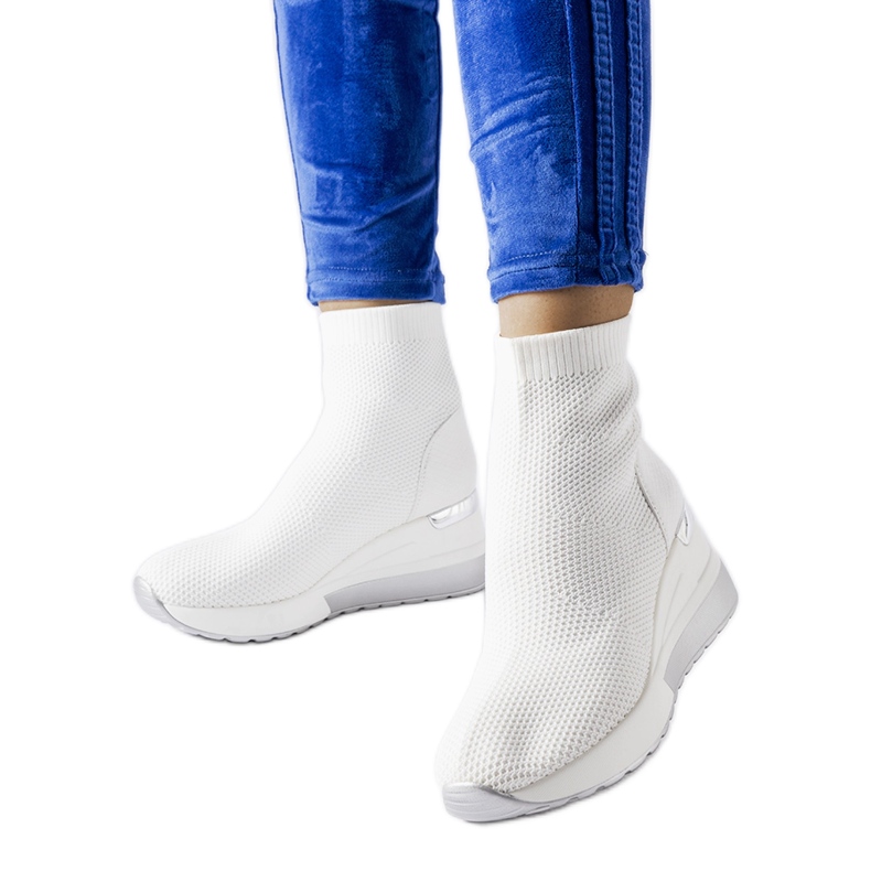 Sneakers in tessuto bianco con zeppa Casgio bianca