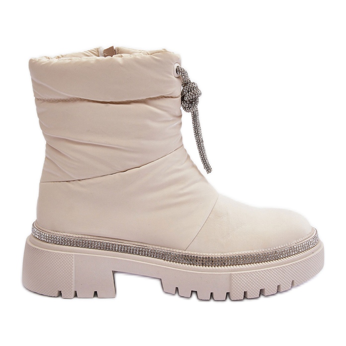 PS1 Stivali da neve con tacco piatto decorati Plotia beige chiaro