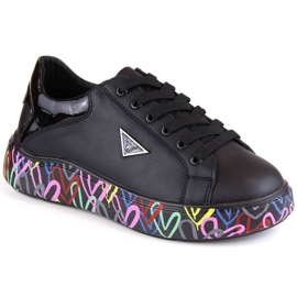 Scarpe in pelle su plateau colorato Filippo W PAW462A, nere nero