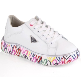 Scarpe in pelle su plateau colorato Filippo W PAW462B, bianco bianca