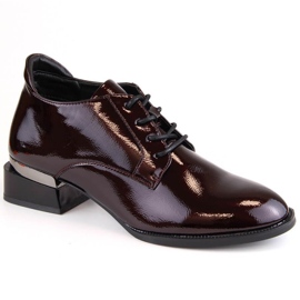 Scarpe stringate con tacco alto Vinceza W JAN254B in vernice bordeaux rosso