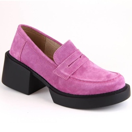 Mocassini con tacco in pelle scamosciata Filippo W PAW403C fucsia rosa