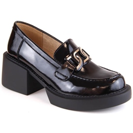Mocassini Filippo W PAW466 in pelle nera con tacco alto nero