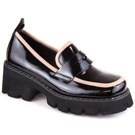 S.Barski Scarpe in vernice con tacco e plateau D&amp;A W OLI233A, nere nero