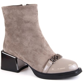 D&amp;A S.Barski Premium Collection W OLI231C stivaletti beige con tacco decorativo