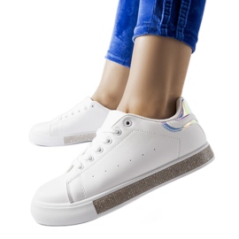 Sneakers classiche bianche con strass Dina bianco