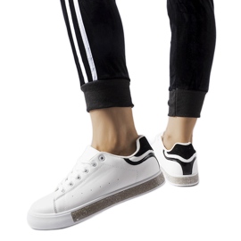 Sneakers bianche e nere con strass Dina bianco