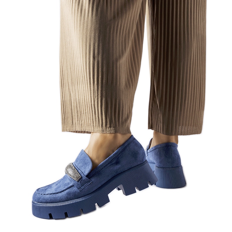 Mocassini blu con strass Macario