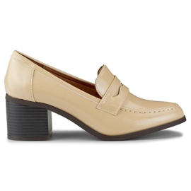 Scarpe beige da donna con tacco basso