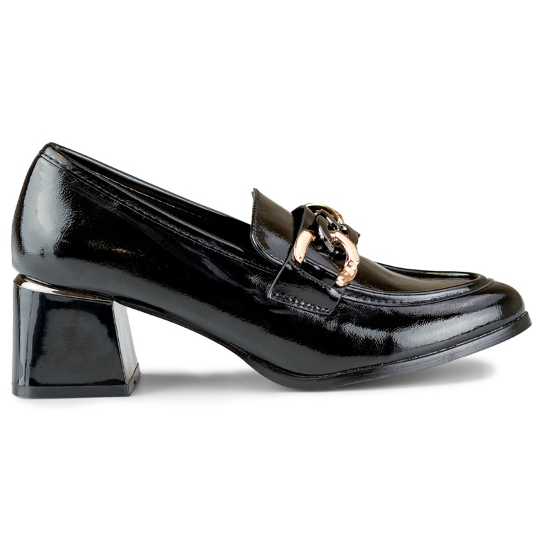 Scarpe da donna con tacco basso in vernice nera nero