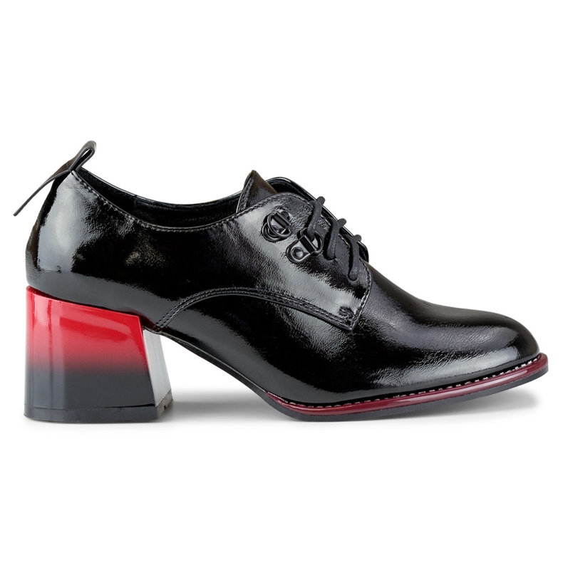 Eleganti scarpe stringate da donna con tacco rosso nero