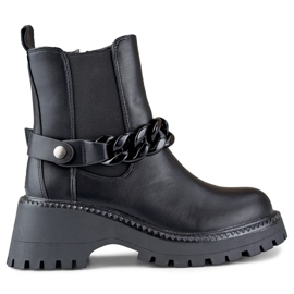 Stivaletti Chelsea da donna neri con catena staccabile nero