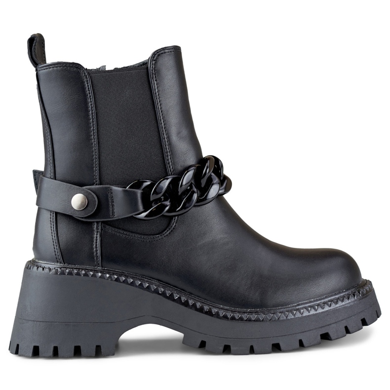 Stivaletti Chelsea da donna neri con catena staccabile nero