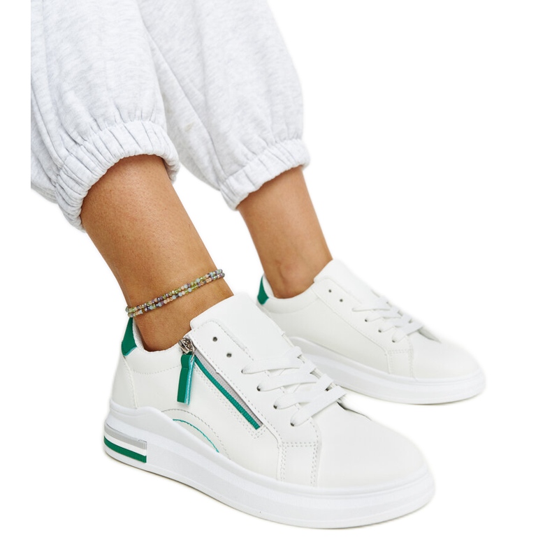 Inna Sneakers bianche con inserti verdi Anaunia bianca