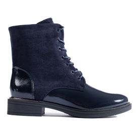 Stivali da lavoro stringati da donna blu navy di Shelovet