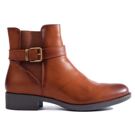 Stivaletti da donna color cammello con inserto in gomma Shelovet marrone