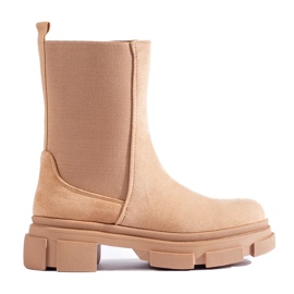 Stivaletti Chelsea alti Shelovet in pelle scamosciata beige