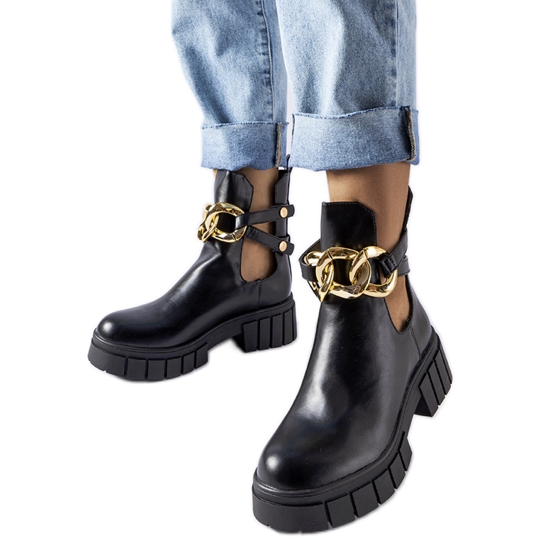 Stivaletti neri con catena Lancaster nero