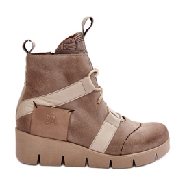 Stivaletti con zeppa in pelle Maciejka 06185-22 Beige chiaro