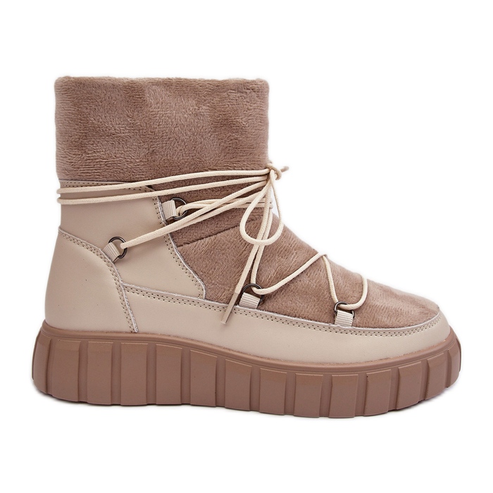 Vinceza Stivali da neve in pelle beige sulla piattaforma Maxava