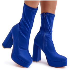 PH2 Stivaletti Peculia blu con tacco alto e cerniera