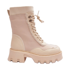 PS1 Stivaletti da lavoro grossi da donna in pelle beige Seloma