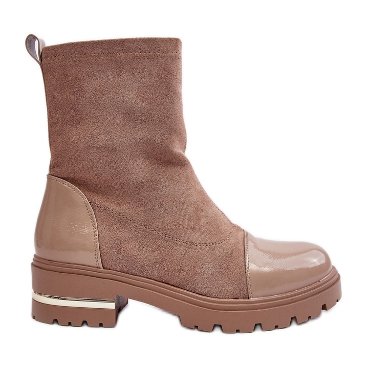 PS1 Stivali piatti classici in pelle Beige Shendete