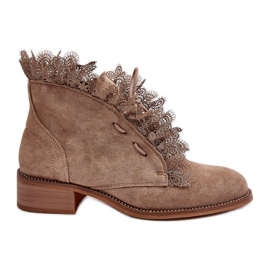 Stivali Bassi da Donna in Pelle Scamosciata Beige Klemovia