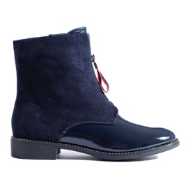 Stivaletti da donna blu navy con tacco piatto di Shelovet