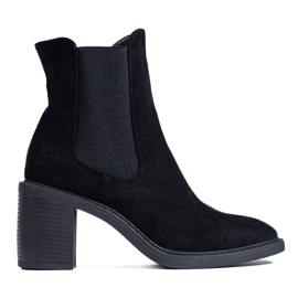 Stivaletti Chelsea da donna con tacco alto Shelovet in camoscio nero