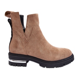 PS1 Stivali Bassi In Camoscio Con Ritagli, Lamedella Beige
