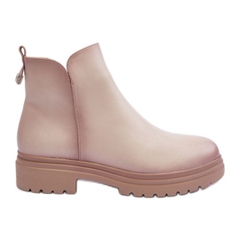 Vinceza Stivaletti in pelle Foteini beige con parte superiore bassa