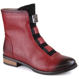 Stivaletti isolanti da donna Jezzi bordeaux con decorazione rosso