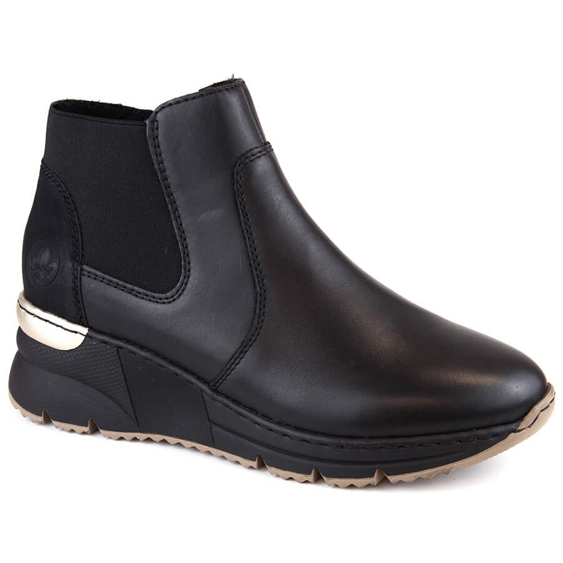 Sneakers con zeppa Rieker da donna in pelle nera nero