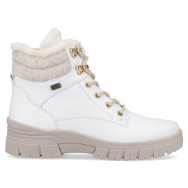 Stivaletti da donna in pelle impermeabili isolati con lana, bianco Remonte D0E71-80 bianca