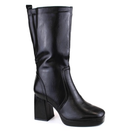 Stivali da donna con tacco alto e fascia elastica, isolanti neri Jezzi RMR2288-5 nero