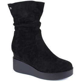 Stivali con zeppa da donna in pelle scamosciata, isolanti, neri, T.Sokolski Z23-370 nero