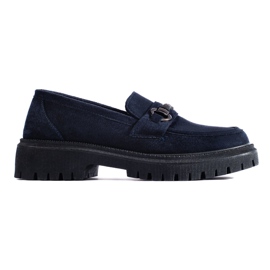 Mocassini da donna Shelovet in camoscio blu navy