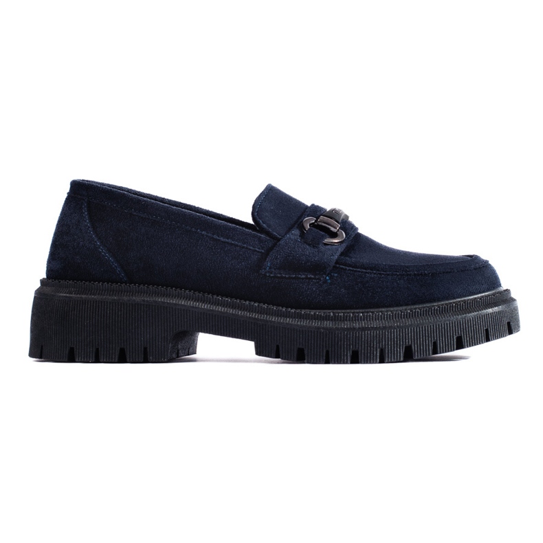 Mocassini da donna Shelovet in camoscio blu navy